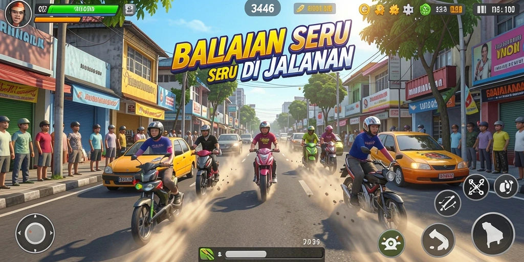Tampilan seru dari gameplay balapan di 3446.