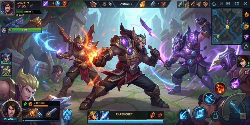 Screenshot gameplay yang menampilkan aksi seru dan karakter beragam di ASIANABET.