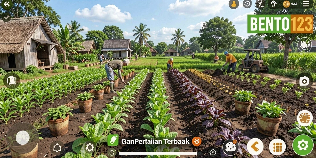 Menampilkan gameplay menarik dari BENTO123 dengan kebun yang subur.