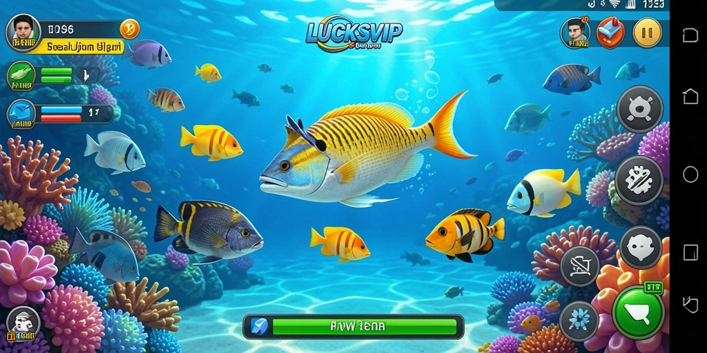Tampilan gameplay seru dalam LUCKSVIP saat menembak ikan.