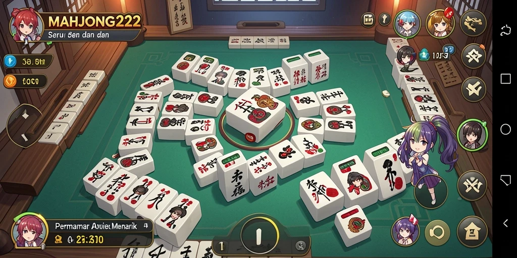 Tampilan game MAHJONG222 dengan karakter anime yang menawan.