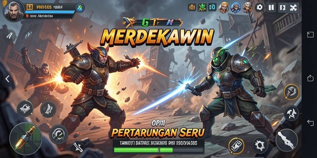 Tangkapan layar pertarungan mendebarkan dalam game MERDEKAWIN.