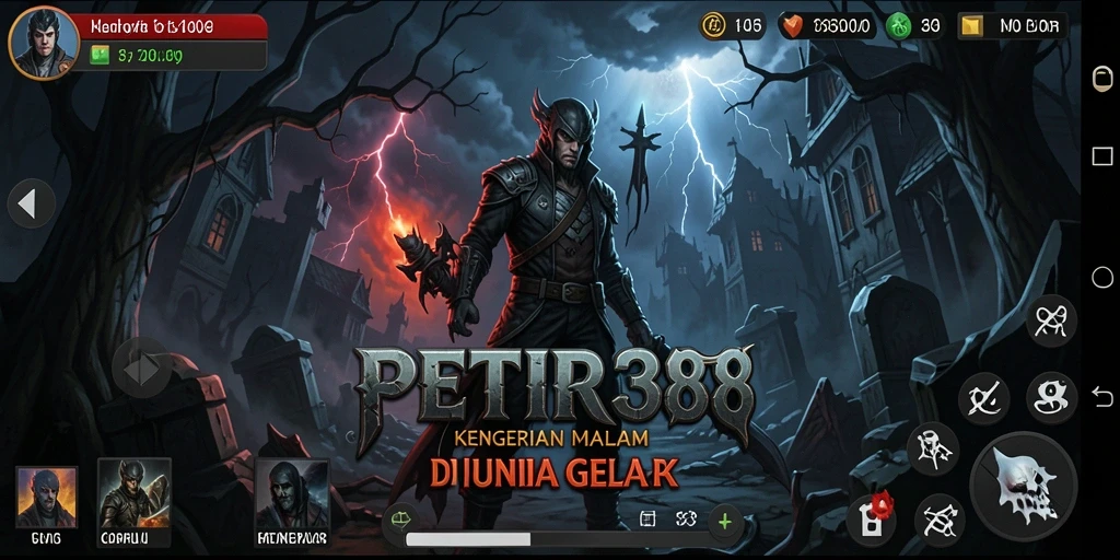 Screenshot utama menunjukkan suasana kegelapan dan ketegangan dalam gameplay.