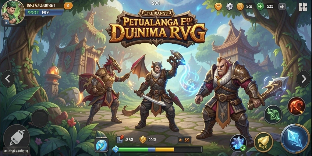 Screenshot gameplay RPG S80 menampilkan karakter bertarung melawan monster epik.