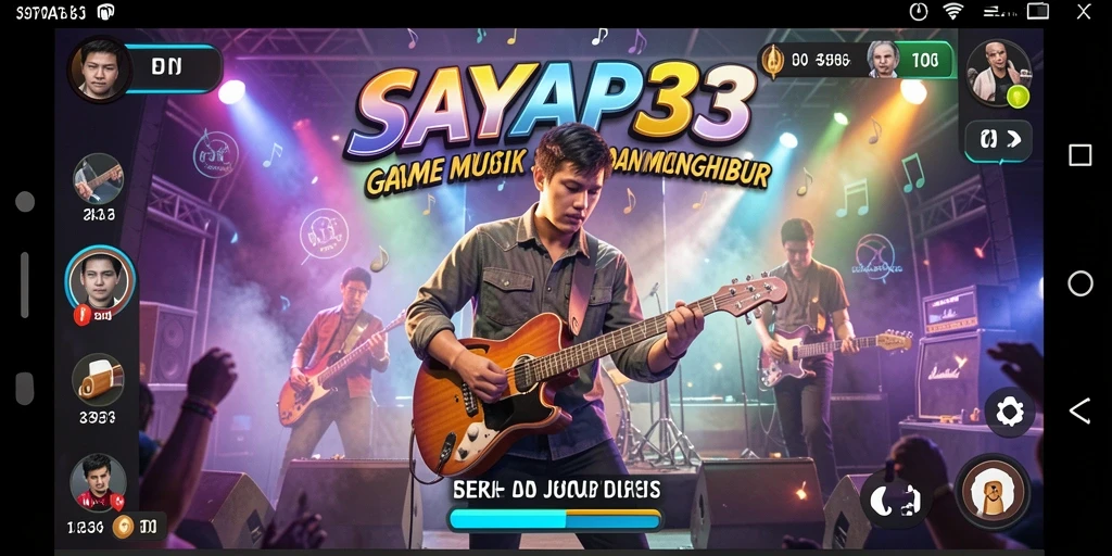 Screenshot gameplay SAYAP33 dengan suasana musik yang dinamis.