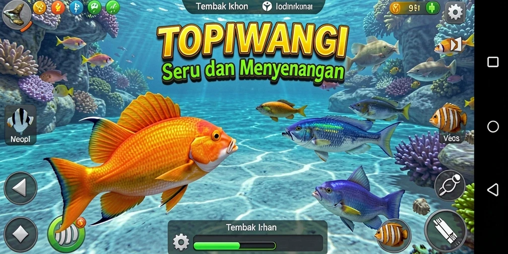 Tampilan gameplay menarik dari TOPIWANGI saat menembak ikan.