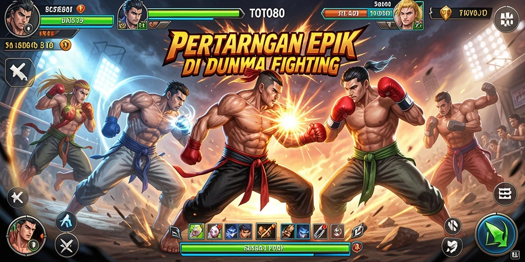 Tampilan gameplay seru TOTO80 dengan karakter yang bertarung secara dinamis.