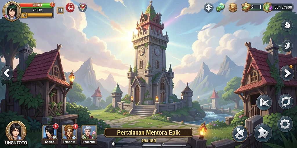 Tampilan menarik dari gameplay UNGUTOTO saat mempertahankan menara.