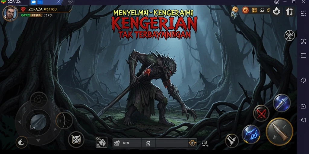 Screenshot menampilkan ketegangan gameplay ZOFAZA yang mencekam.